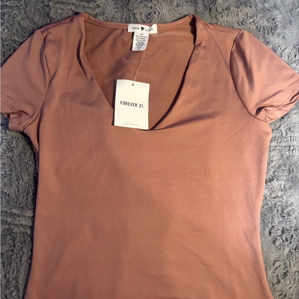 Forever 21 Mauve V-Neck Blouse